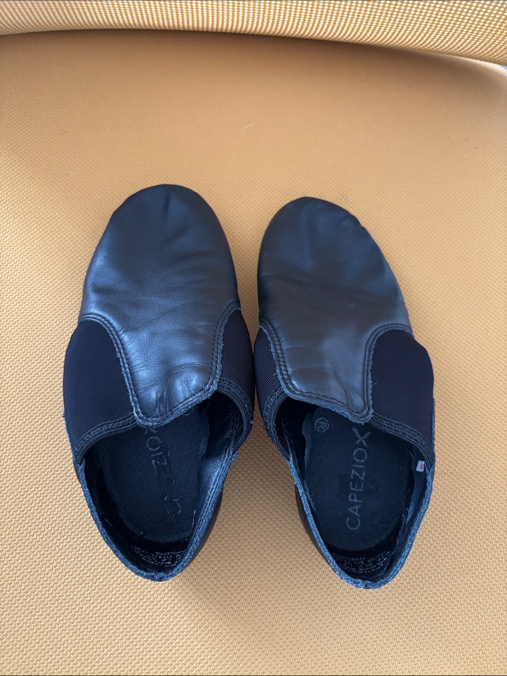 Capezio Black Leather Slip-On Dance Loafers